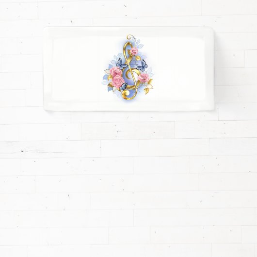 Treble cleart met roze rozen spandoek (Insitu)