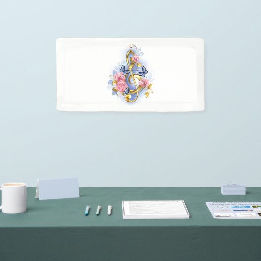 Treble cleart met roze rozen spandoek (Beurs)