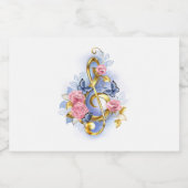 Treble cleart met roze rozen sparkling wijnetiket (Enkel label)