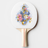 Treble cleart met roze rozen tafeltennisbatje (Achterkant)