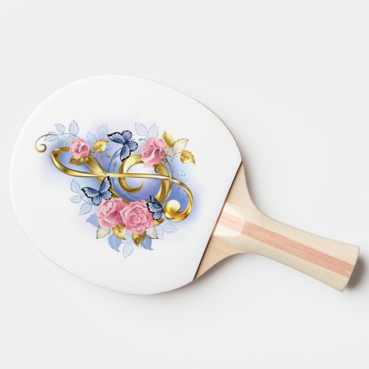 Treble cleart met roze rozen tafeltennisbatje (Zijkant)