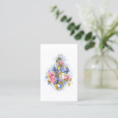 Treble cleart met roze rozen visitekaartje (Staand voorkant)