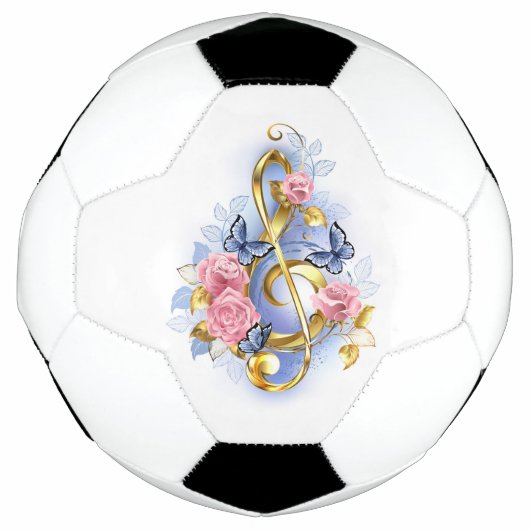 Treble cleart met roze rozen voetbal (Voorkant)