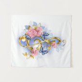 Treble cleart met roze rozen wandkleed (Voorkant (horizontaal))
