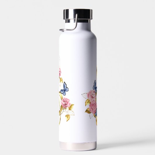 Treble cleart met roze rozen waterfles (Rechts)