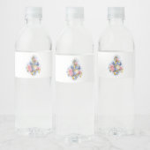 Treble cleart met roze rozen waterfles etiket (Flessen)