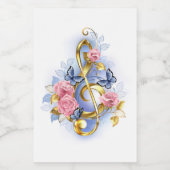 Treble cleart met roze rozen wijn etiket (Enkel label)