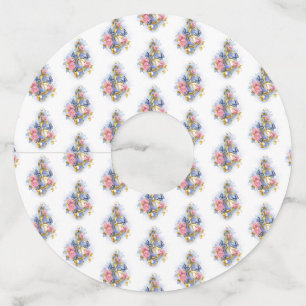 Treble cleart met roze rozen wijnglaslabel