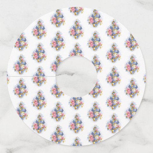 Treble cleart met roze rozen wijnglaslabel (Achterkant)