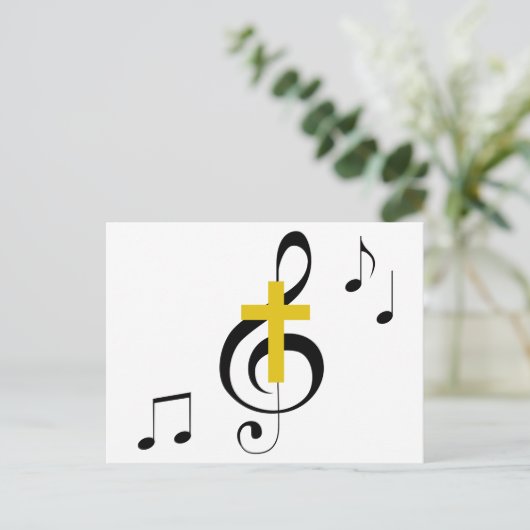 Treble Clef and Cross Briefkaart (Staand voorkant)