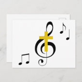 Treble Clef and Cross Briefkaart (Voorkant / Achterkant)
