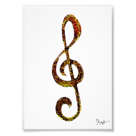 Treble Clef Art - Hand Carved and Digitized Foto Afdruk (Voorkant)