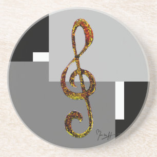 Treble Clef Art - Hand Carved and Digitized Zandsteen Onderzetter