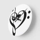 Treble Clef Base Clef Heart Ronde Klok (Hoek)