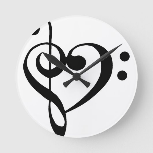 Treble Clef Base Clef Heart Ronde Klok (Voorkant)