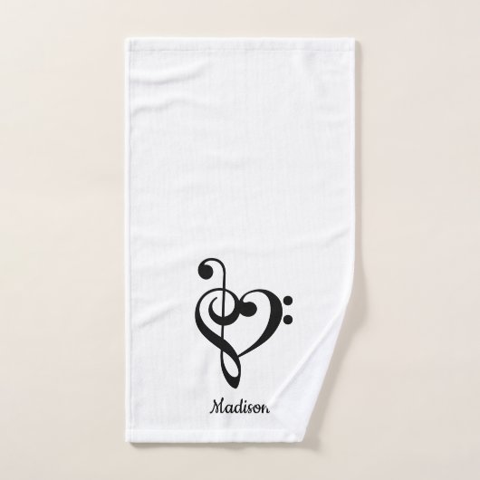 Treble Clef & Bass Clef Heart Bad Handdoek (Handdoek)