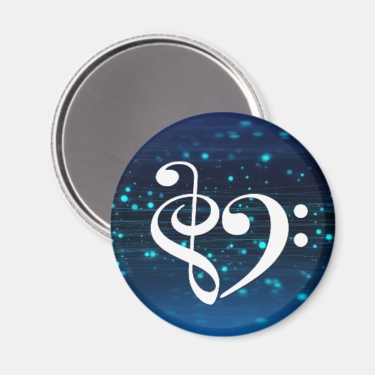 Treble Clef Bass Clef Heart Blue Cluster Nebula Magneet (Voorkant / Achterkant)