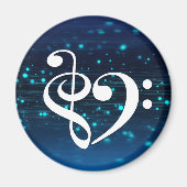 Treble Clef Bass Clef Heart Blue Cluster Nebula Magneet (Voorkant)