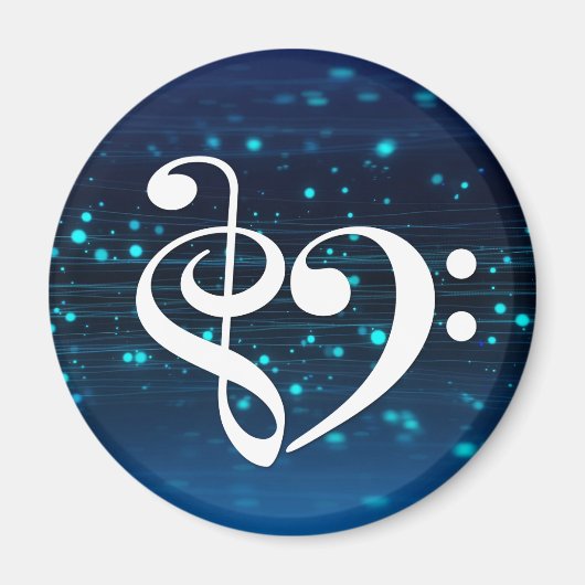 Treble Clef Bass Clef Heart Blue Cluster Nebula Magneet (Voorkant)