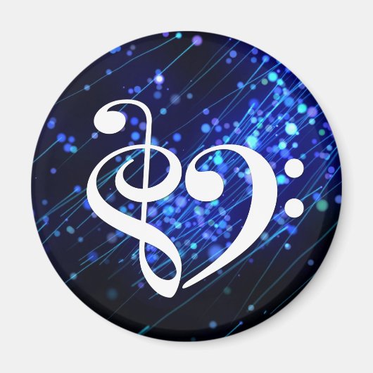 Treble Clef Bass Clef Heart Blue Cluster Nebula Magneet (Voorkant)