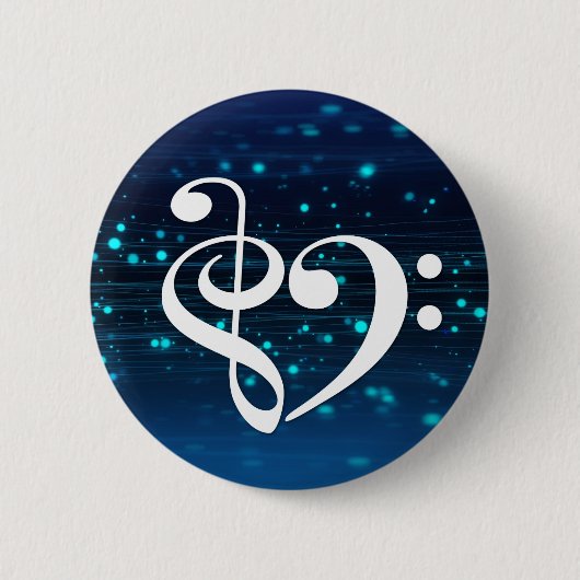 Treble Clef Bass Clef Heart Blue Cluster Nebula Ronde Button 5,7 Cm (Voorkant)