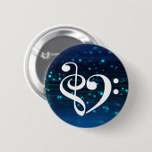 Treble Clef Bass Clef Heart Blue Cluster Nebula Ronde Button 5,7 Cm (Voorkant /achterkant)