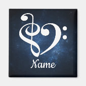 Treble Clef Bass Clef Heart Blue Nebula Gepersonal Magneet (Voorkant)