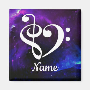 Treble Clef Bass Clef Heart Blue Nebula Gepersonal Magneet