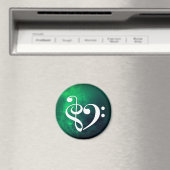 Treble Clef Bass Clef Heart Bug Green Nebula Magneet (Insitu (Vaatwasser))