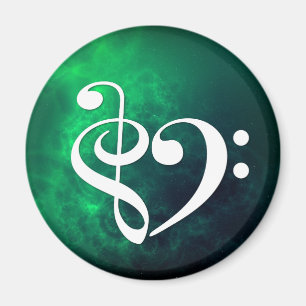 Treble Clef Bass Clef Heart Bug Green Nebula Magneet