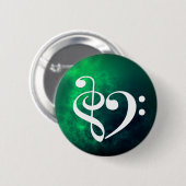 Treble Clef Bass Clef Heart Bug Green Nebula Ronde Button 5,7 Cm (Voorkant /achterkant)