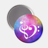Treble Clef Bass Clef Heart But Paarse Nebula Magneet (Voorkant / Achterkant)