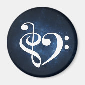 Treble Clef Bass Clef Heart Dark Blue Nebula Magneet (Voorkant)