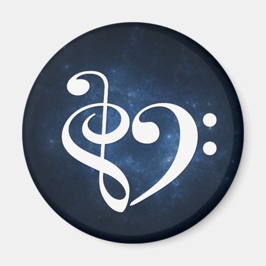 Treble Clef Bass Clef Heart Dark Blue Nebula Magneet (Voorkant)