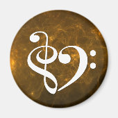 Treble Clef Bass Clef Heart Flaming Gold Nebula Magneet (Voorkant)