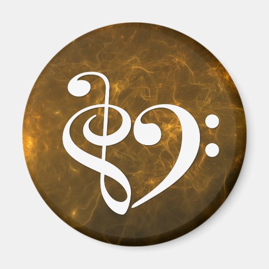 Treble Clef Bass Clef Heart Flaming Gold Nebula Magneet (Voorkant)