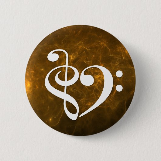 Treble Clef Bass Clef Heart Flaming Gold Nebula Ronde Button 5,7 Cm (Voorkant)