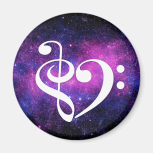 Treble Clef Bass Clef Heart Fuchsia Paarse Nebula Magneet