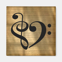 Treble Clef Bass Clef Heart Golden Sheet Music Magneet