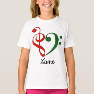 Treble Clef Bass Clef Heart Holiday Gepersonalisee T-shirt