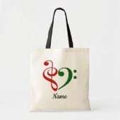 Treble Clef Bass Clef Heart Kerstmis Gepersonalise Tote Bag (Voorkant)