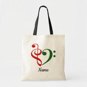 Treble Clef Bass Clef Heart Kerstmis Gepersonalise Tote Bag