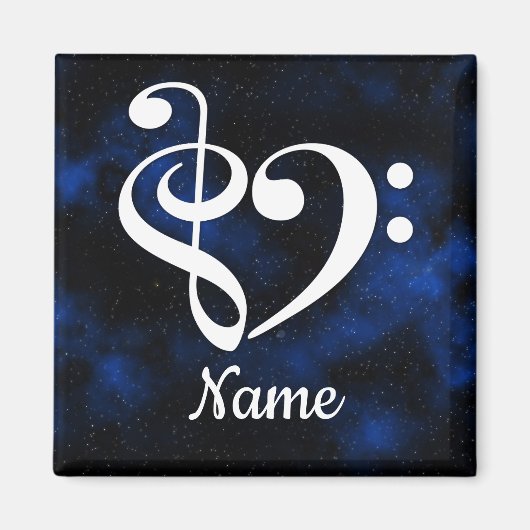 Treble Clef Bass Clef Heart Milky Way Gepersonalis Magneet (Voorkant)