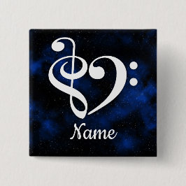 Treble Clef Bass Clef Heart Milky Way Gepersonalis Vierkante Button 5,1 Cm