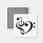 Treble Clef Bass Clef Heart Music Lover Gepersonal Magneet (Voorkant / Achterkant)