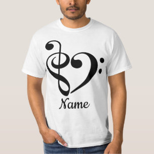 Treble Clef Bass Clef Heart Music Lover Gepersonal T-shirt