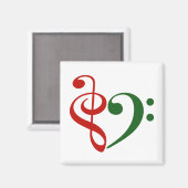 Treble Clef Bass Clef Heart Music Lover Kerstmis Magneet (Voorkant / Achterkant)