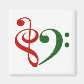 Treble Clef Bass Clef Heart Music Lover Kerstmis Magneet (Voorkant)