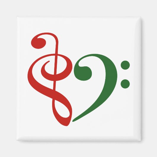 Treble Clef Bass Clef Heart Music Lover Kerstmis Magneet (Voorkant)