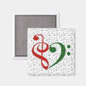 Treble Clef Bass Clef Heart Music Lover Kerstmis Magneet (Voorkant / Achterkant)